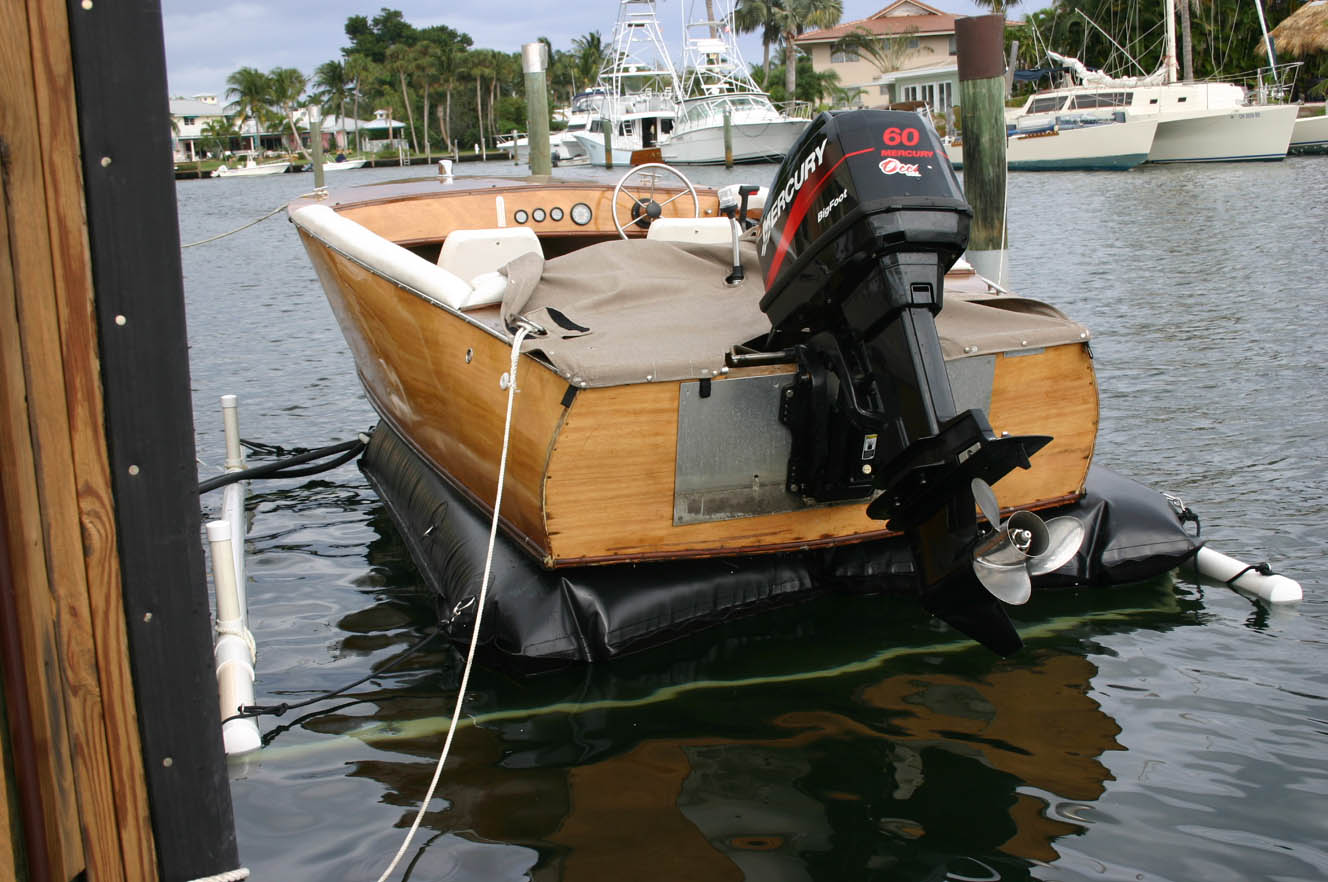 Wooden boat on Air-Dock