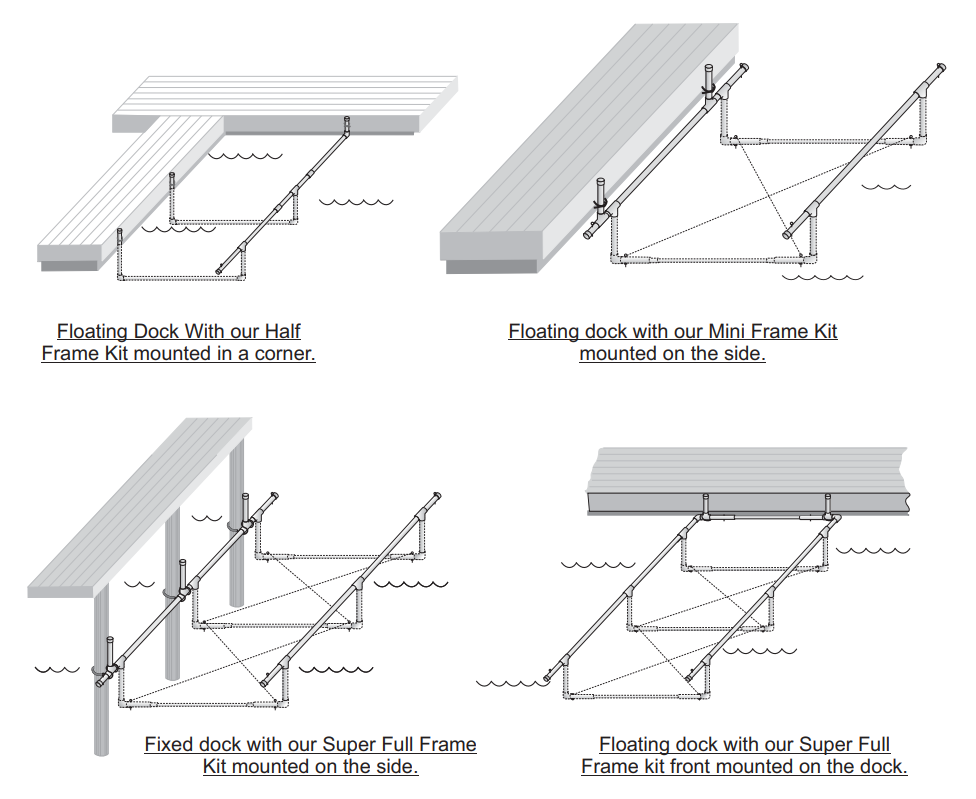 Air-Dock frame kit diagrams