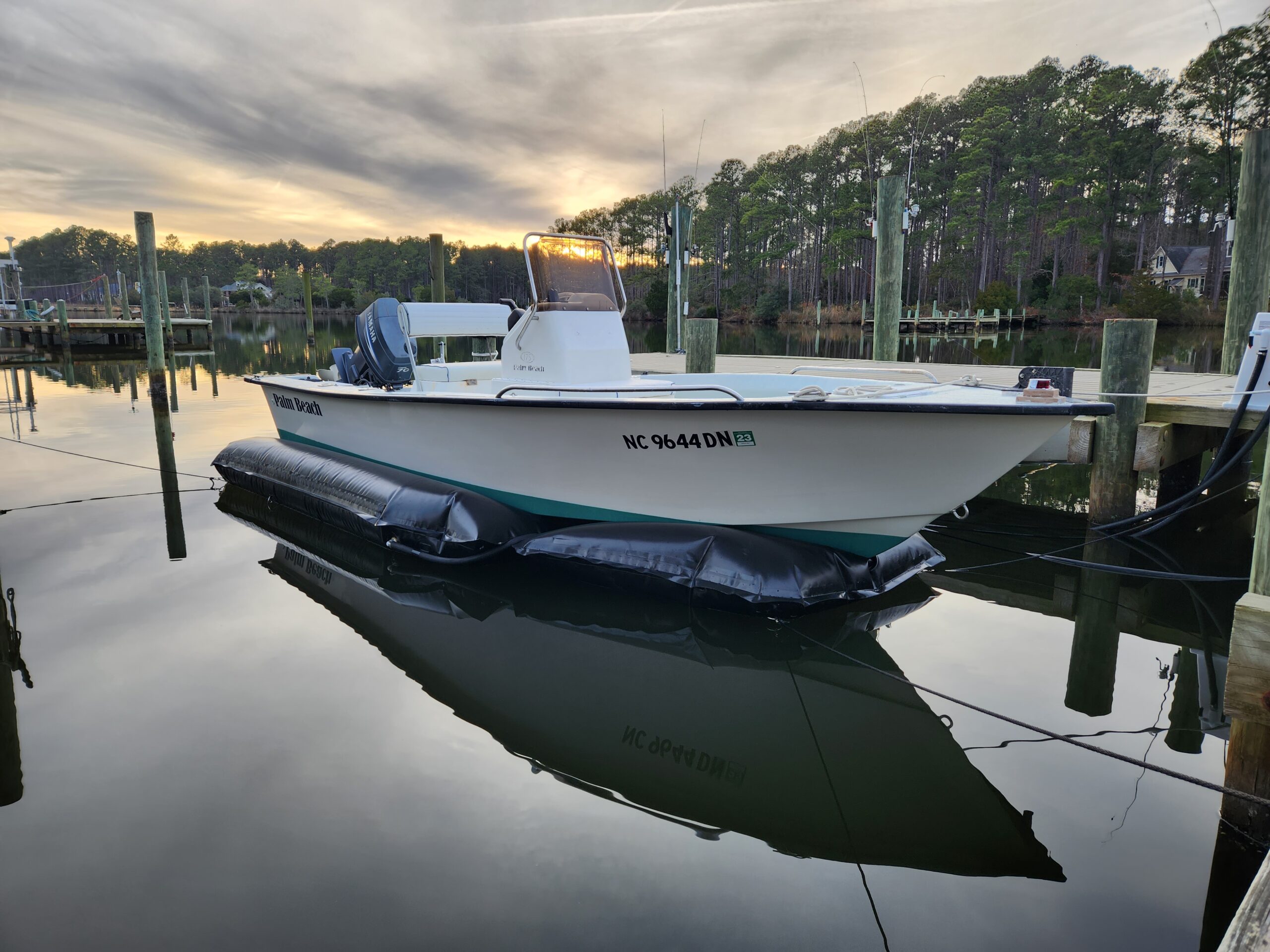 Small Fishing boat on Air-Dock boat lift.
